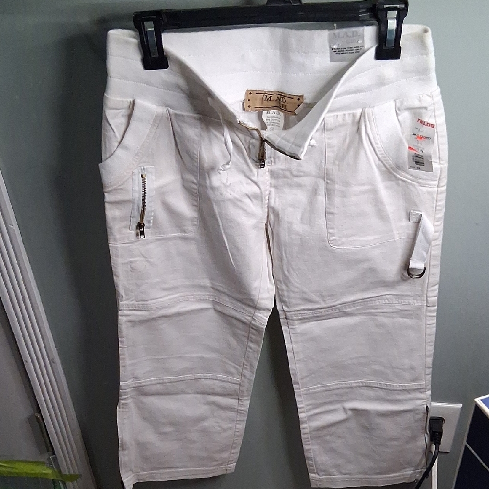 New, Size 12. White cotton Pant With Elastic Waist Band.